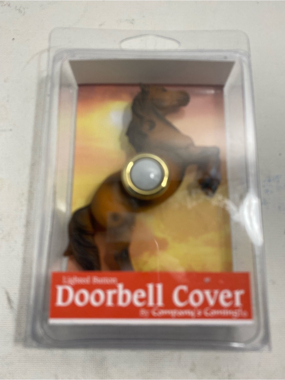 Source Unknown Brown Horse Doorbell Cover with Gold Accent